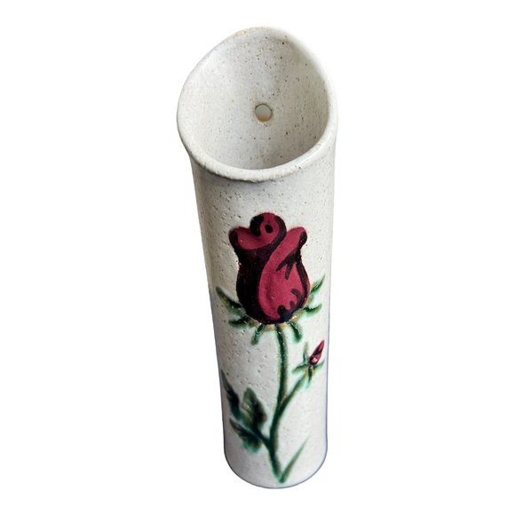 Accents Vintage Art Pottery Hand Crafted Hand Painted Rose Bud Vase